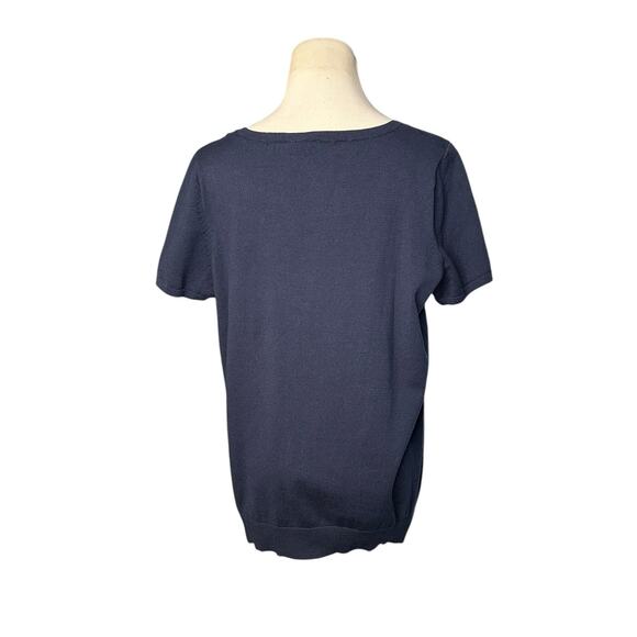 Talbots navy blue short sleeves sweater top size X - 14 - Picture 2 of 16